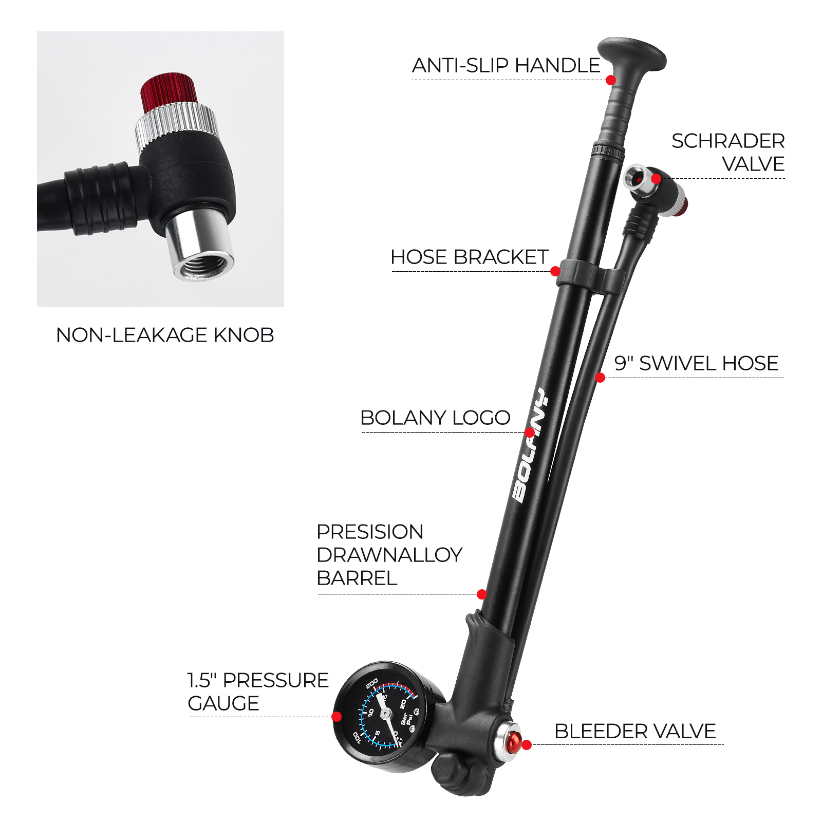 BOLANY 서스펜션용 에어 쇼크 자전거 펌프, 휴대용 - Shock Pump Suspension 리뷰 및 가격