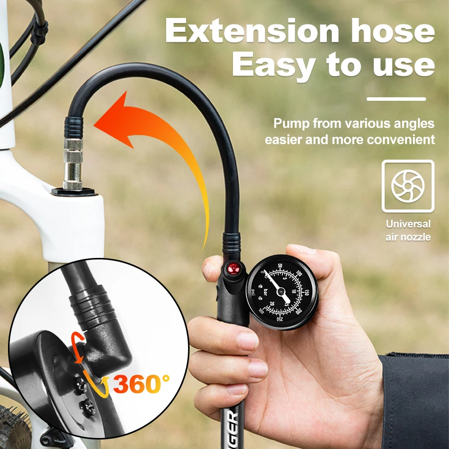 게이지가있는 X-TIGER 300psi 자전거 공기 펌 - Mtb Fork Air 리뷰 및 가격